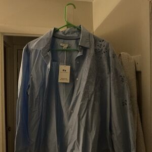 Light Blue Embroidered Blouse